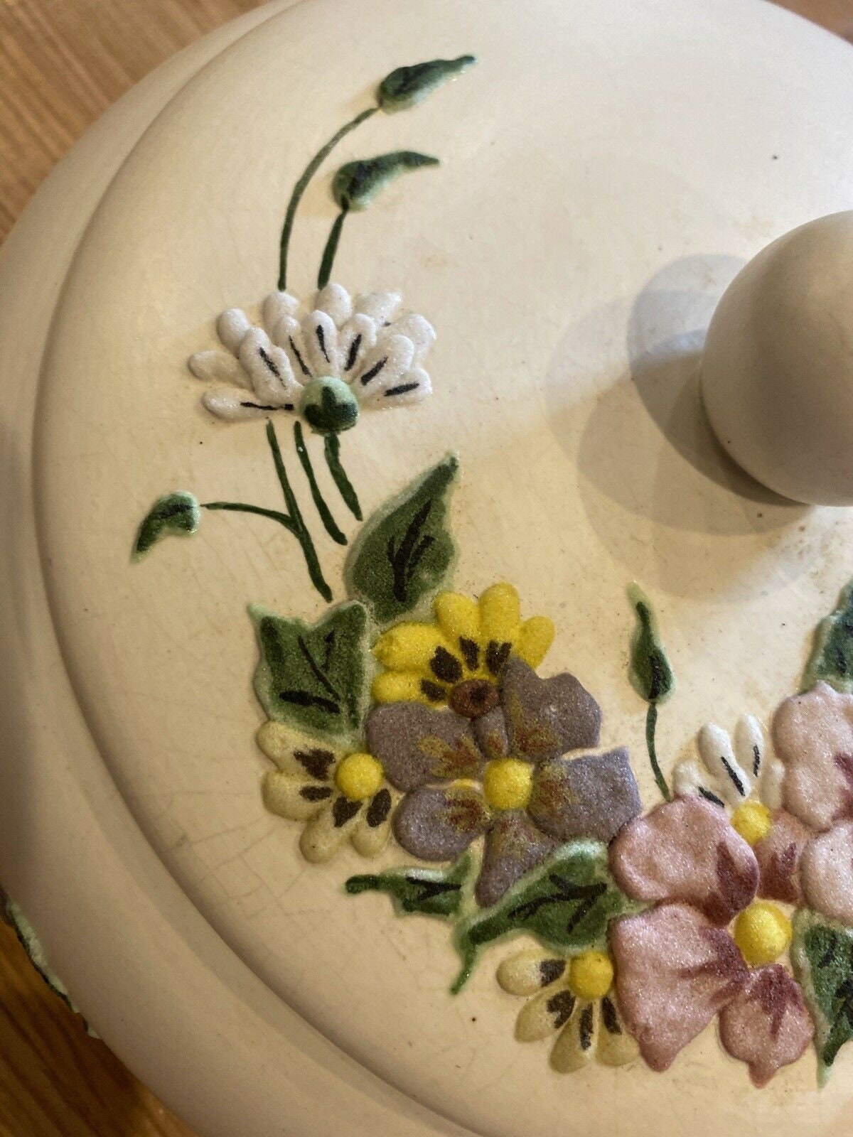 Vintage Arnel's Ceramic Bowl With Lid Hand Painted Flowers Etsy