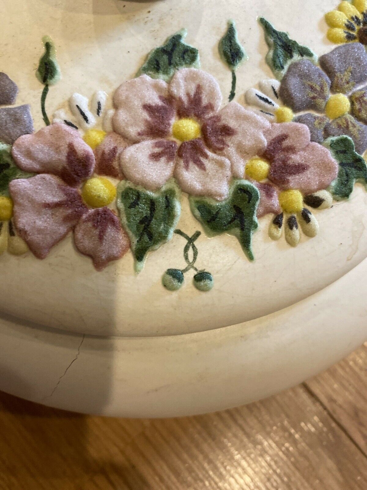 Vintage Arnel's Ceramic Bowl With Lid Hand Painted Flowers Etsy