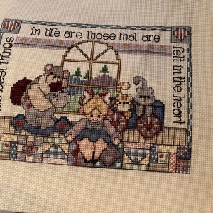 The Best Things In Life Are Those That Are Felt in the heart Completed Counted Cross Stitch