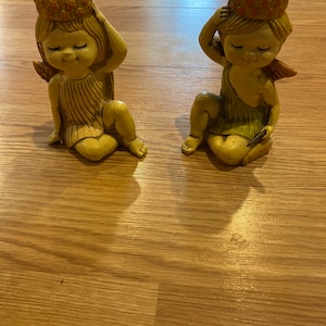vintage cherub angels candlestick holders made in japan