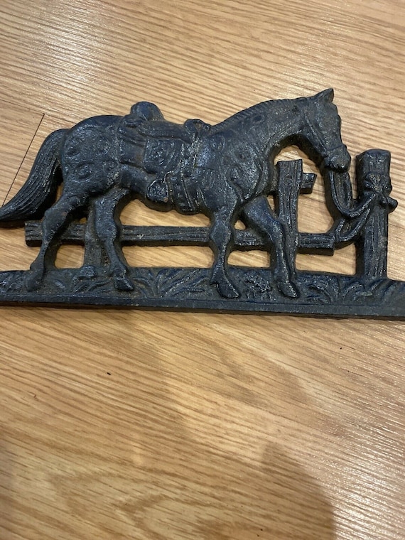 Vintage Cast Iron Horse & Saddle by A Fence Mailbox Piece Etsy