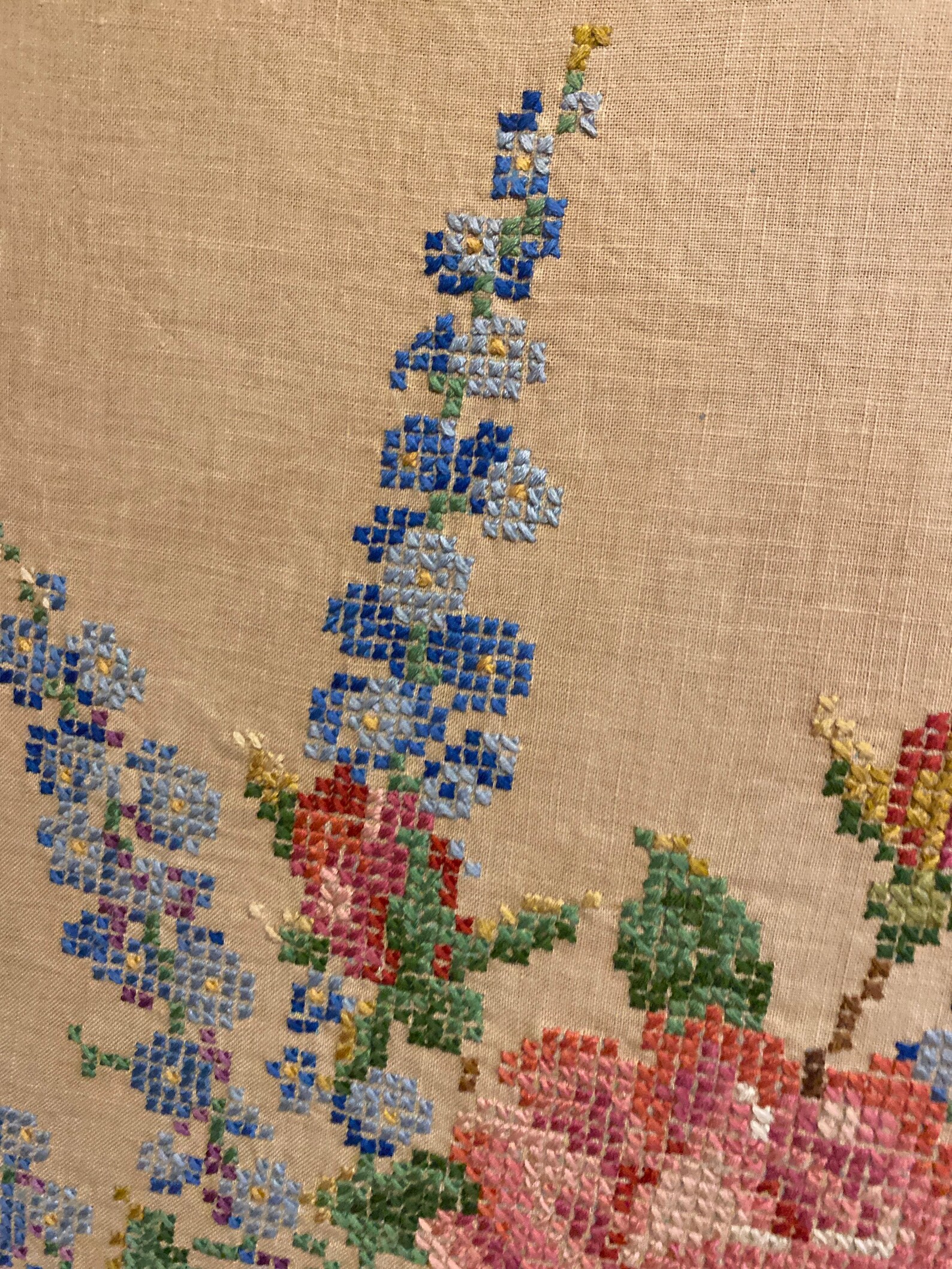 Vintage Finished Needlepoint Canvas Flower Bouquet Cabbage Etsy