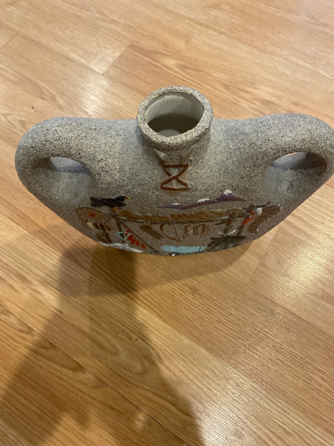 Vintage Sand Art Pottery Water Vase Native American Pueblo Etsy