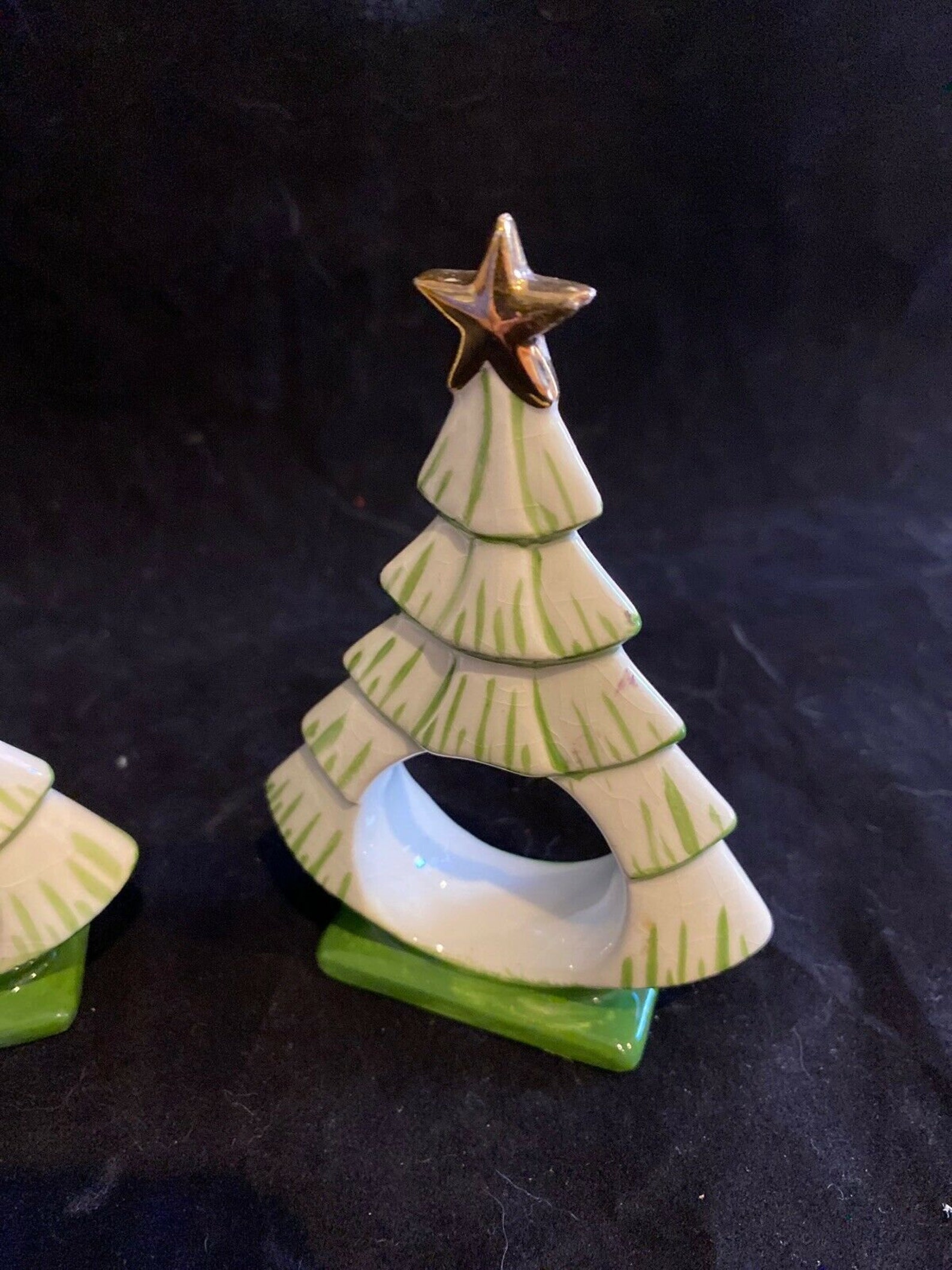 Vintage Set of 3 Ceramic Christmas Tree Napkin Ring Holders Etsy