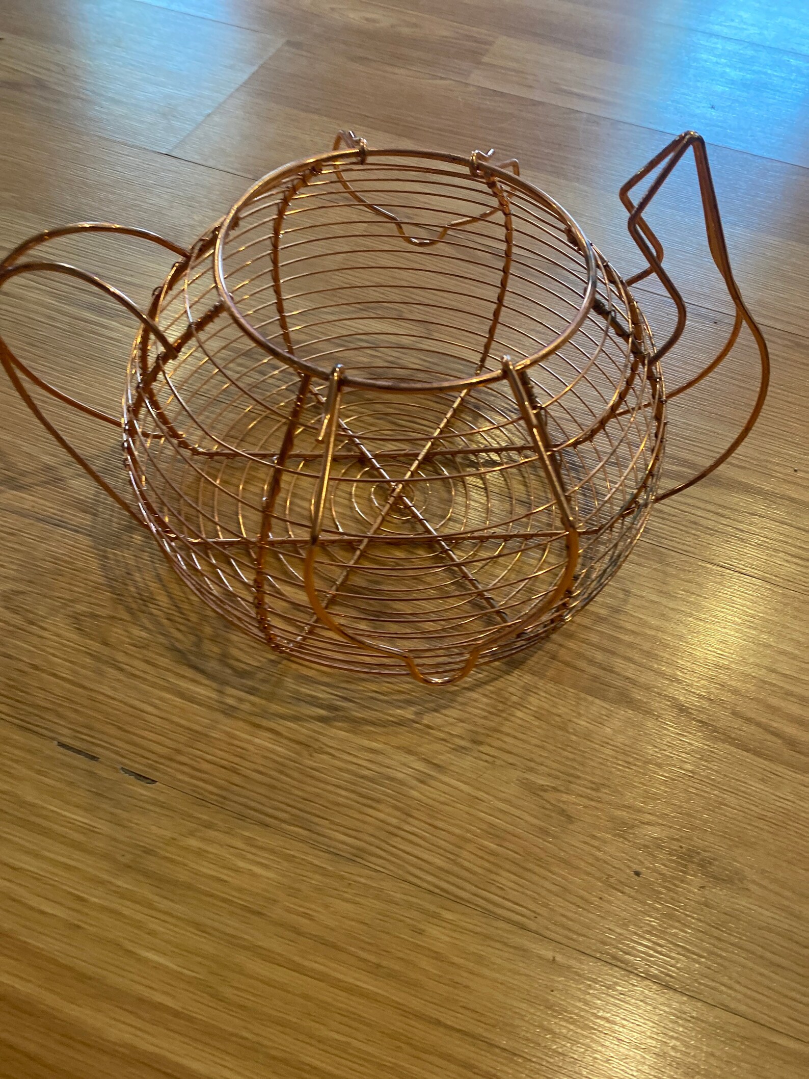 Vintage Teapot Wire Basket Country Tea Kettle shaped Copper Etsy