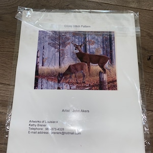 Vintage Deers In The Woods Cross Stitch By Kathy Brener Pattern Only