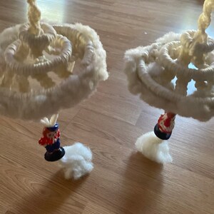 vintage handmade macrame raggedy ann and andy wall hanging piece