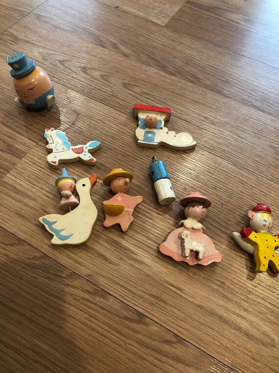 Vintage Irmi Wood Crib Mobile 7 Nursery Rhymes Figure Etsy