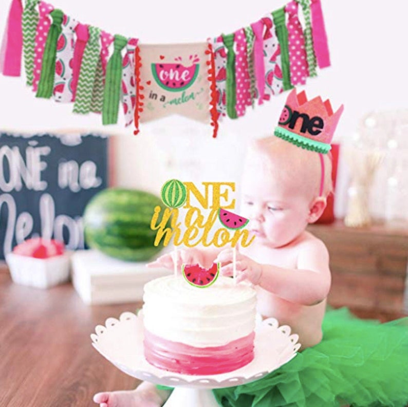 Watermelon Photo Banner Watermelon Party Supplies One in a Melon 1st Birthday Party Supplies Decorations Monthly Milestone Summer Fruit themed Party Decor