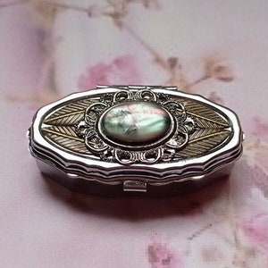 Small Pill case, Elegant Pill organizer, Jewelry Box , Travel pill container, Steampunk, Victorian Gothic box, Gift for her