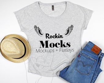 Download Free Next Level 6760 Mockup Tri Blend Dolman 6760 Mock Up 6760 Heather White Mockup Flatlay Creative Magazine Psd Mockups To Download PSD Mockup Template