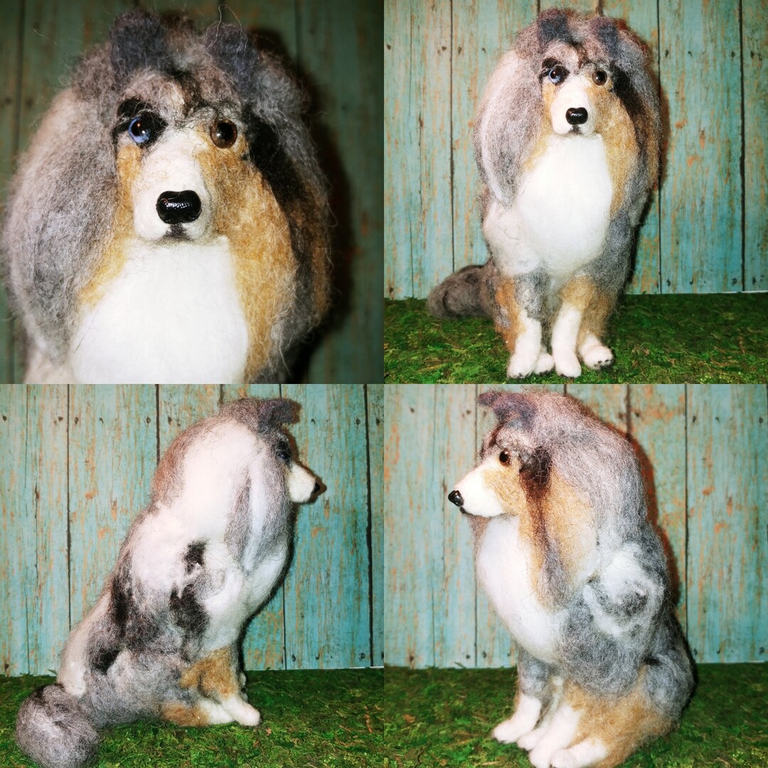 Blue Merle Sheltie Needle Felted/ Life Like /wool Felted/ Animals/ Dog
