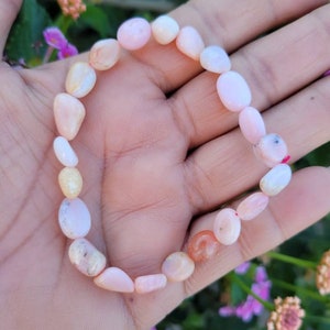 Sunstone and Orange Agate Crystal Intention Bracelet Set of Two Georgia Peaches Pink Opal
