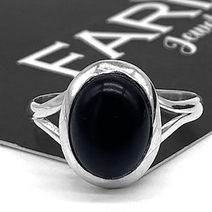 Black Onyx 925 Sterling Silver Ladies Oval Stone Ring Natural Gemstone Jewellery Gift For Her Boxed Jewelry