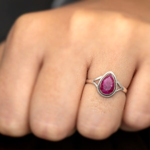 925 sterlingzilveren peer geslepen rode robijn ring dames kristallen sieraden cadeau damessieraden