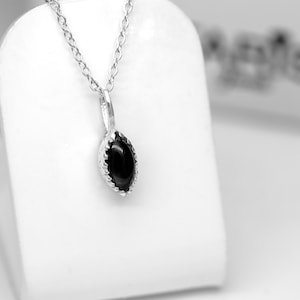 Marquise Black Onyx Sterling Silver 925 Pendant Necklace Chain Ladies Gemstone Jewellery Women&#39;s Gift