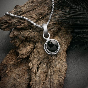 925 Sterling Silber Schwarzer Onyx Edelstein Damen Hexagon Anhänger Halskette Geschenk