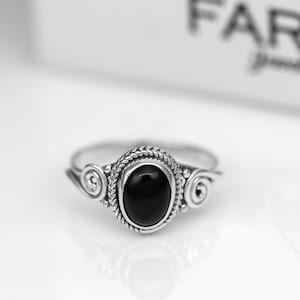 925 Sterling Silver Ladies Oval Cut Black Onyx Ring Gemstone Jewellery Gift Boxed