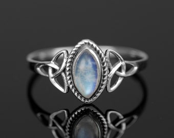 Marquise Moonstone 925 Sterling Silver Gemstone Ladies Ring Jewellery Gift Boxed Jewelery
