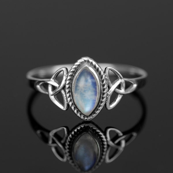 Marquise Moonstone 925 Sterling Silver Gemstone Ladies Ring Jewellery Gift Boxed Jewelery