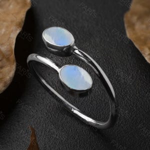 Sterling Silver Adjustable Moonstone Ring, Handmade Ladies Jewelry