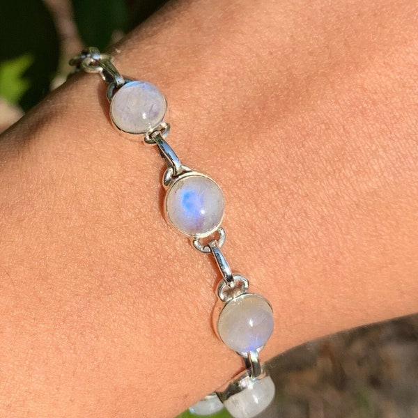 Stunning Sterling Silver 925 Ladies Moonstone Bracelet Bangle Gemstone Jewellery Gift Box Zodiac Jewelry