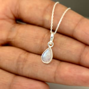 Small Moonstone Pear Cut Sterling Silver 925 Pendant Necklace Gift