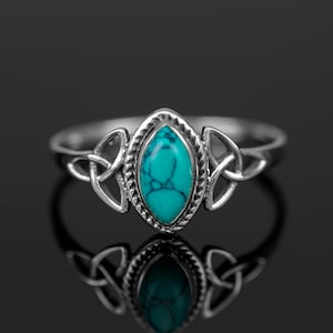 Marquise Turquoise 925 Sterling Silver Gemstone Ladies Ring Jewellery Gift Boxed Jewelery