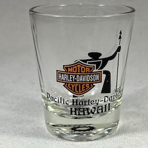 Vintage Pacific Harley-Davidson Hawaii Shot Glass Honolulu Motorcycle Gift Made in USA