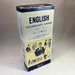 Tarjetas de vocabulario en inglés de Vis-Ed de la década de 1950, 1000 palabras / Tarjetas de vocabulario retro para educación escolar, de gramática y de idiomas para adultos y negocios