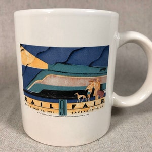 Vintage Rail Fair 91 Sacramento Souvenir Coffee Mug | California Railroad Museum | Train Locomotive Festival
