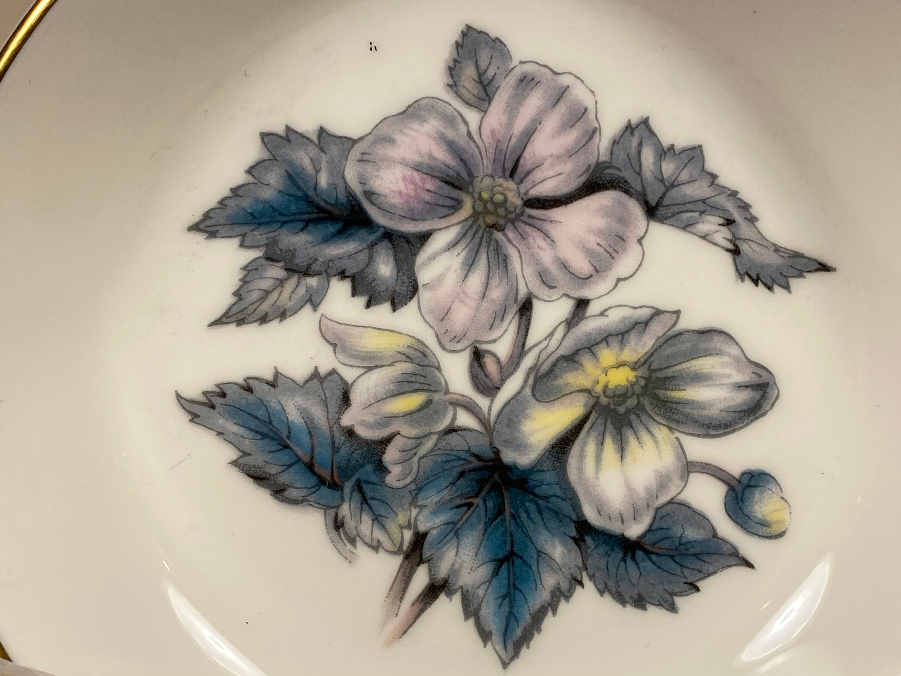Vintage Royal Worcester Bone China Floral Dogwood Blossoms Ring