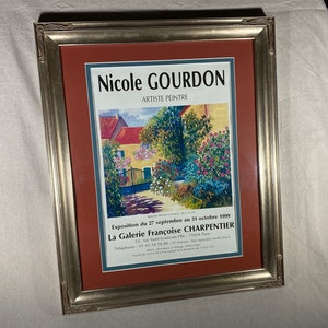 Nicole Gourdon Exhibition Framed Poster 1999 Galerie Francoise Charpentier Paris French Artist Rue Saint Luis Maison Fleurie à Auvers