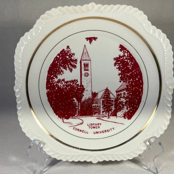 Vintage Cornell University Library Tower Souvenir Plate Ithaca New York College Conrad Crafters Wheeling West Virginia