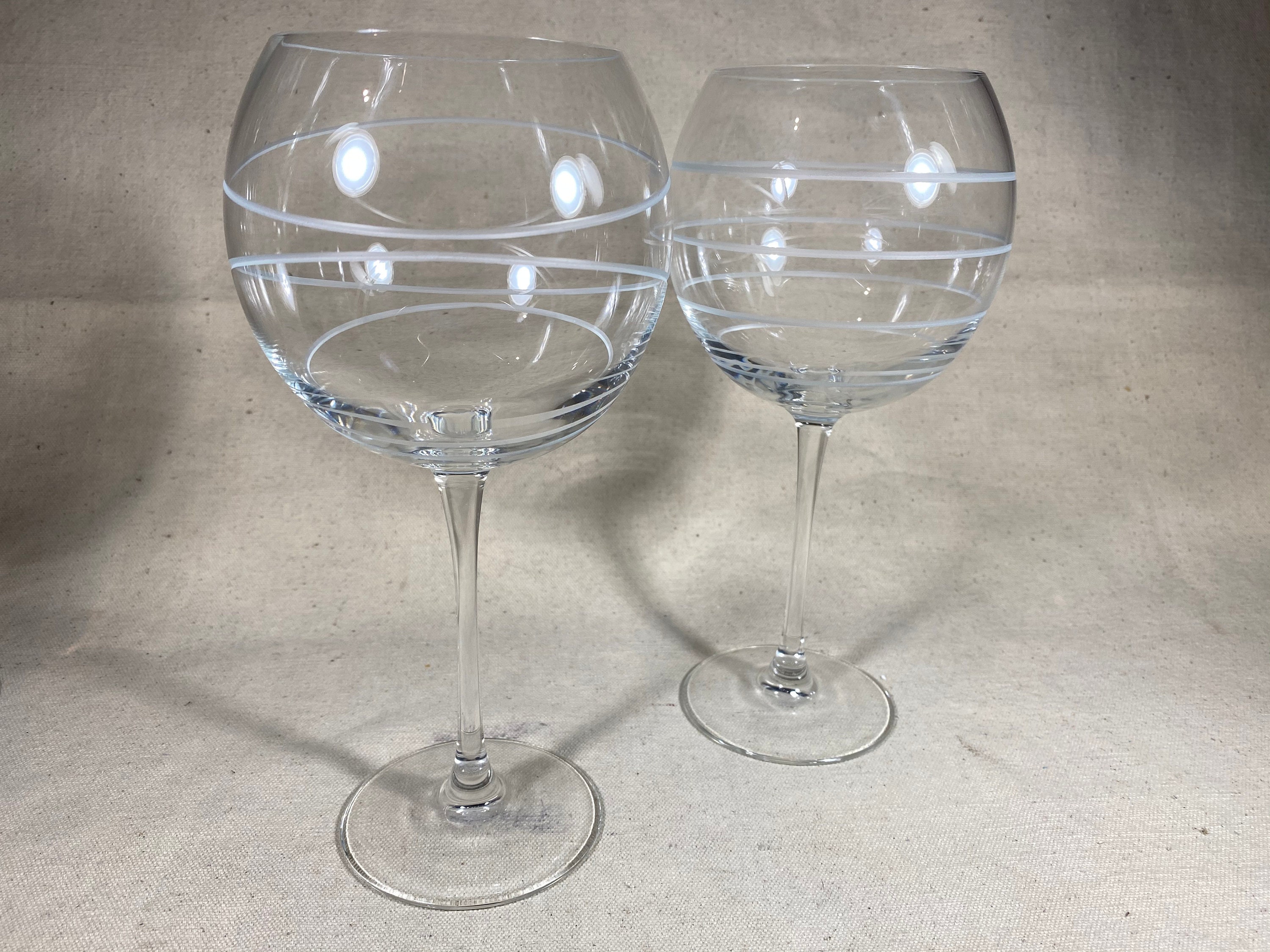 MIKASA Cheers Etched Polka Dot & Striped Festive Martini Glasses Set of 2 