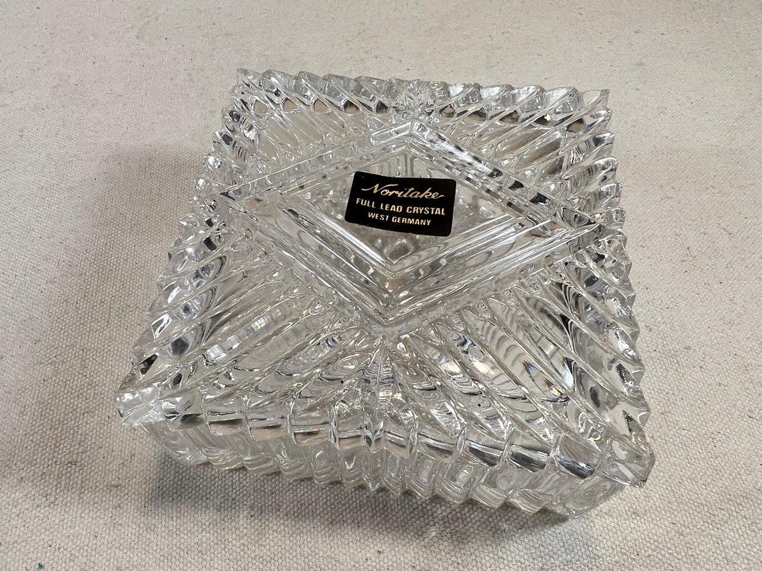 Vintage Noritake Full Lead Crystal Square Lidded Trinket Box Etsy