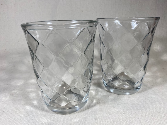 Pair of Libbey Crisa Drinking Glasses Tumbler Clear Thick Heavy Diamond  Pattern Lowball Old Fashioned Rocks Glasses Retro Barware -  Norway