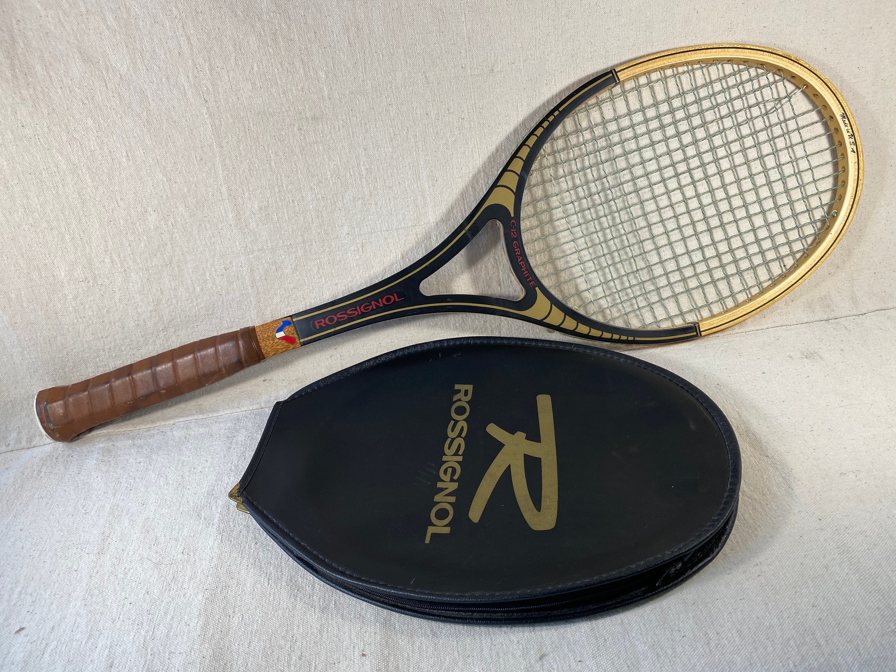 Rossignol C-12 Graphite Tennis Racket w/ Zip Case USA 4 3/8