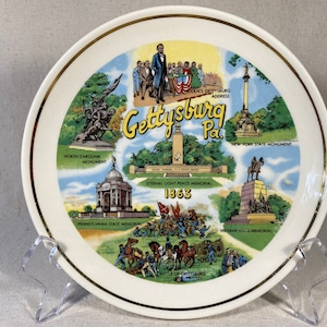 Vintage Gettysburg Pennsylvania Midcentury Souvenir Plate | Lincoln Civil War Battle 1863