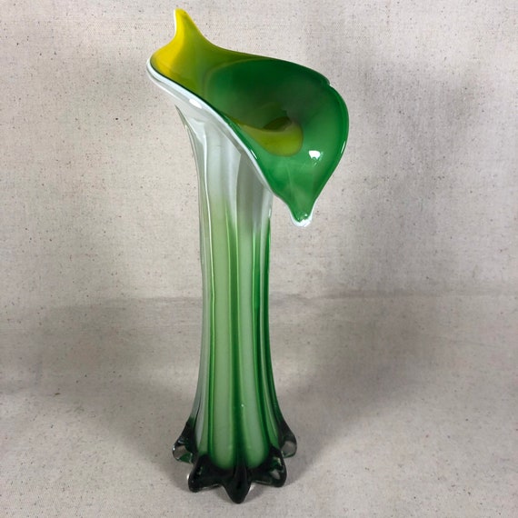 Beautiful Blown Glass Calla Lily Flower Vase Murano Style Art Etsy