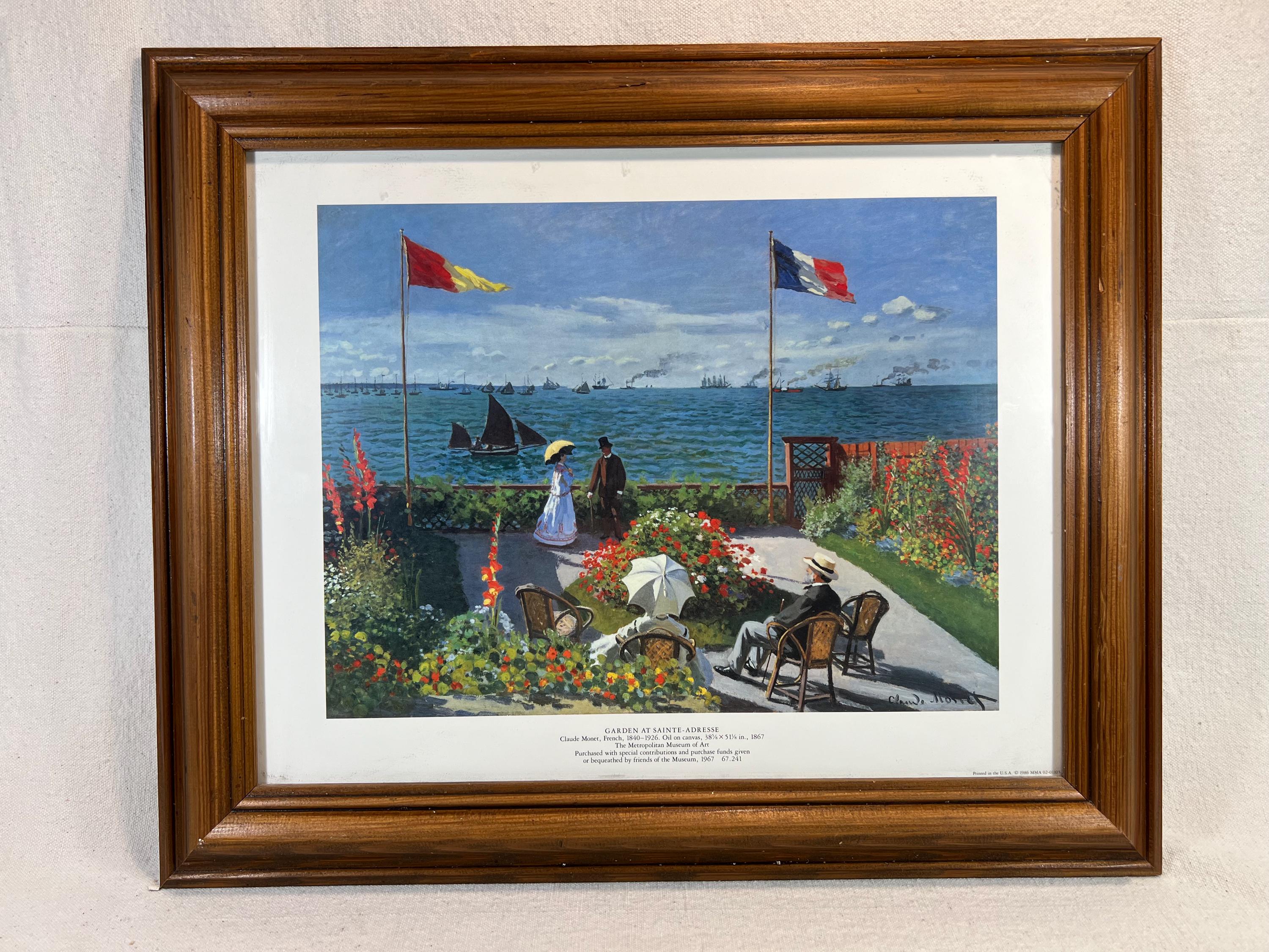 Vintage Claude Monet Framed Art Print Garden at Sainte-adresse