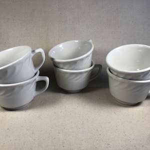 Vintage White Embossed Restaurant Cups Mugs Jackson Custom China Falls Creek, PA USA Union-Made