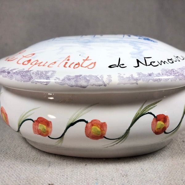 French Poppies Hand-Painted Lidded Oval Ceramic Trinket Box | Les Coquelicots de Nemours | Château de Nemours France