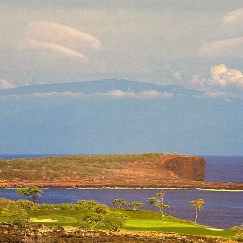 Vintage Framed Photograph 17th Hole Manele Golf shops Course Lanai Hawaii 1987 Haleakalā Maui Tropics Photography