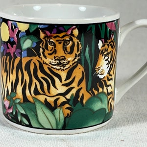 Sakura Vitromaster Sue Zipkin Rain Forest Pattern Mini Mug Demitasse Jungle Tigers Wildlife Motif 1993