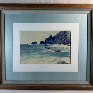 Vintage Framed Photograph “Leaving Pitcairn Island” by Thomas Christian | Rare Historical Document Mutiny on The Bounty South Pacific