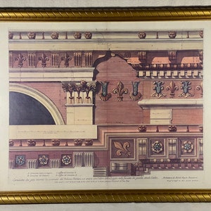 Vintage Michelangelo Gerahmte architektonische Darstellungen Fine Art Print Klassische Hauptstadt Säule Italienische Renaissance Vergoldet Rahmen Pier 1