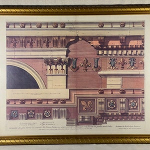 Vintage Michelangelo Framed Architectural Renderings Fine Art Print Classical Capital Column Italian Renaissance Gilt Frame Pier 1 image 1