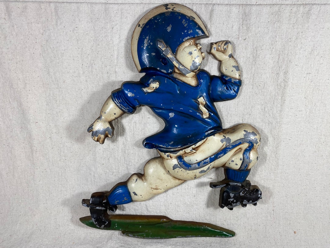 Vintage Homco Metal Football Player Wall Plaque Hand Painted 1976 Etsy