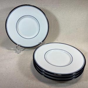 Dansk International Concerto Allegro Blue & White 6 3/8” Plate Saucers | SET of Four (4) | Made in Portugal